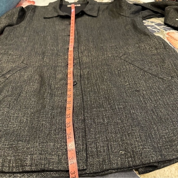 NWOT FLAX 100% linen long sleeve duster jacket grey-black boho classic oversized - Picture 9 of 16